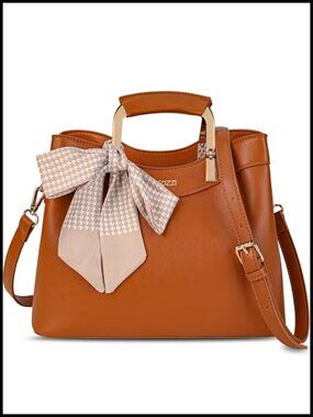 Small Vegan Leather Top Handle Satchel Handbag Purse 3-Way Carry